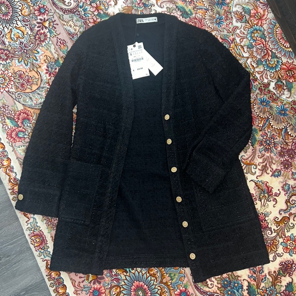 Zara Tweed Coat with gold buttons